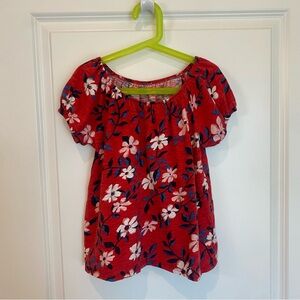 Red, White & Blue Floral Blouse- Girl XL (14)